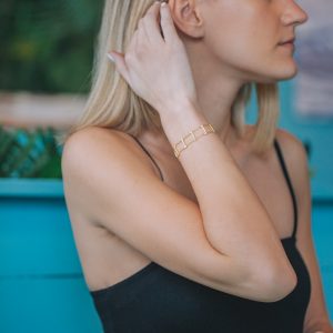 A model showing off some Humble & Spark bracelets.